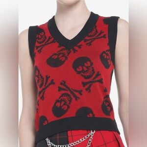 Skulls With Heart Eyes Crop Sweater Vest